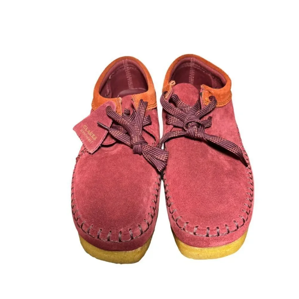 Clarks Red and Orange Chukka Boots with Suede Finish